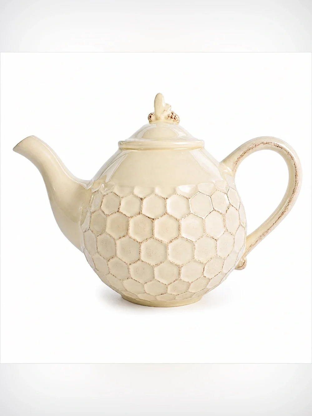 Demdaco Silvestri Hand Painted Teapot Honey Bee Bumblebee Rustic Honeycomb w Lid